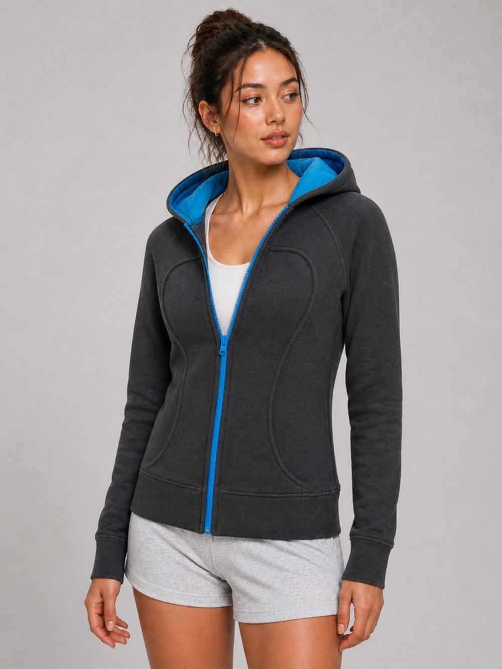 Lululemon Scuba Hoodie – Size 8, Charcoal/Blue